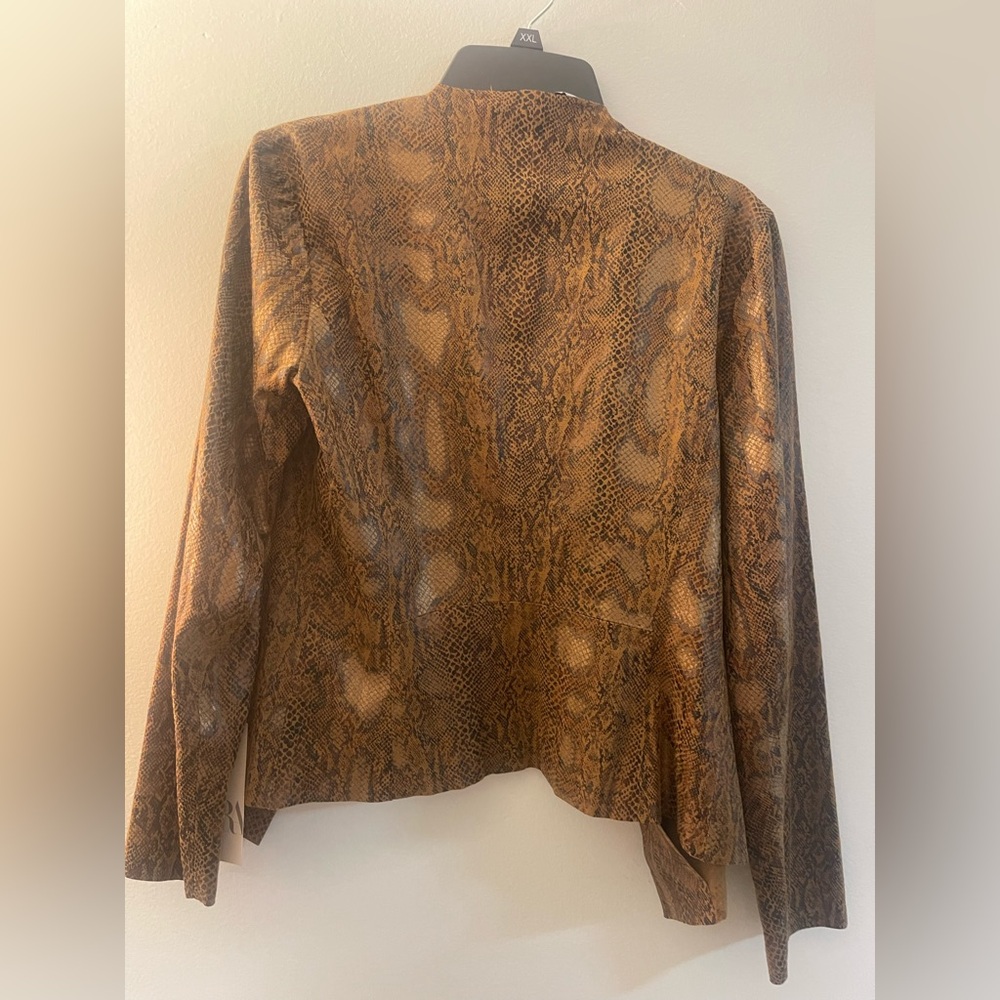 Zara Snake Print Drape Collar Faux Leather Blazer Jacket (new  with tags) - Picture 4 of 8